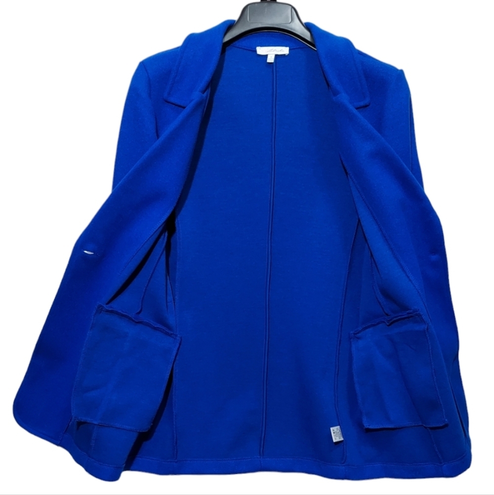 Women’s Jacket Belted Blazer Size S. M. L. Royal Blue Side Pockets Polyester New - Picture 10 of 15